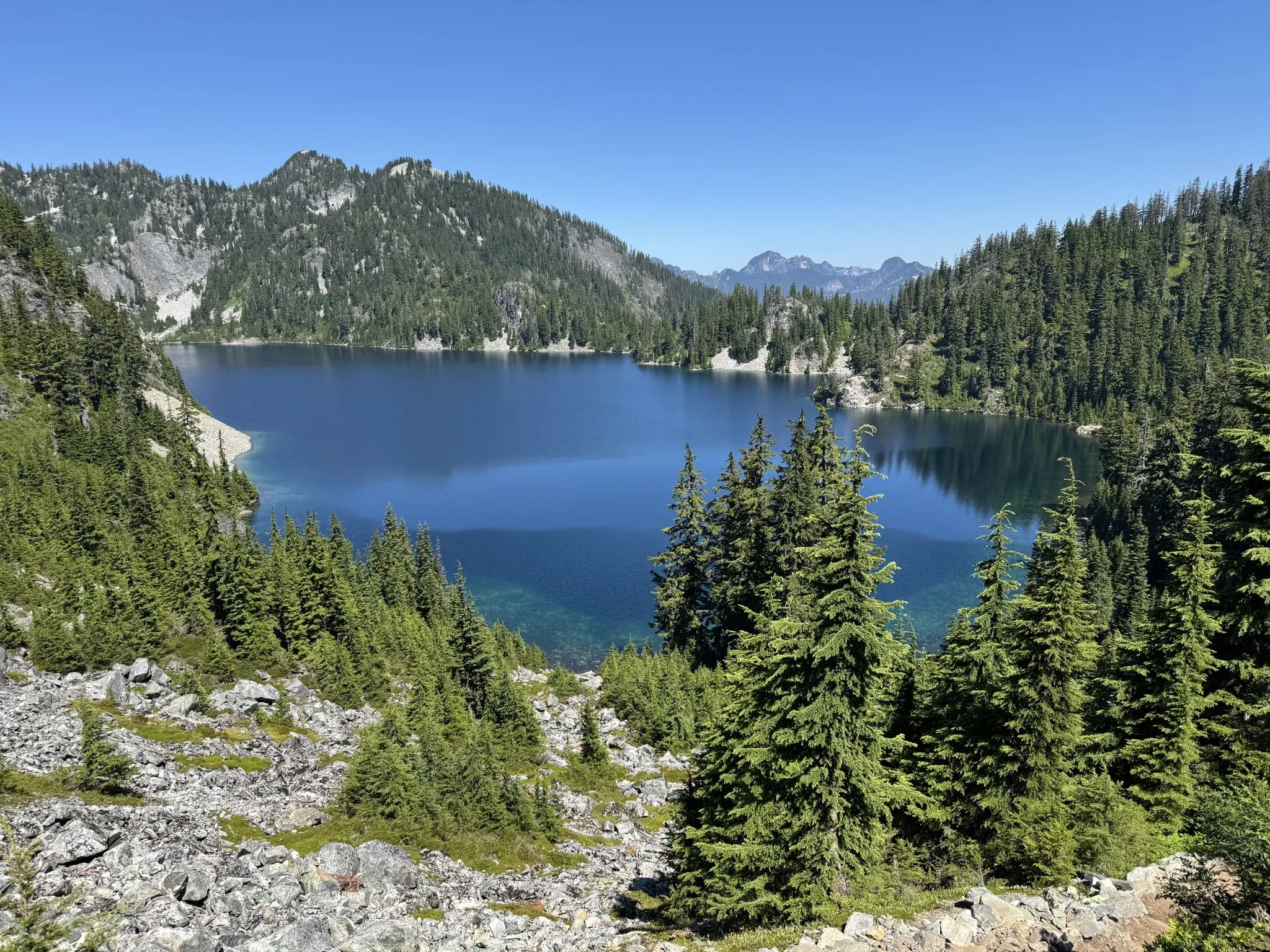 Snow Lake taken while traversing down the trail to it.